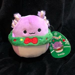 New  4.5” Svenja the Axolotl Christmas Wreath Purple Squishmallow